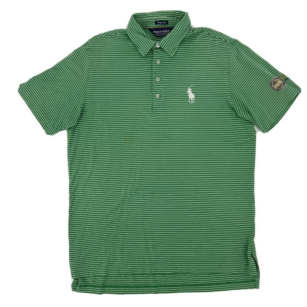 Polo Golf Ralph Lauren Polo Shirt Men's Green White Stripes L Big Pony PGA